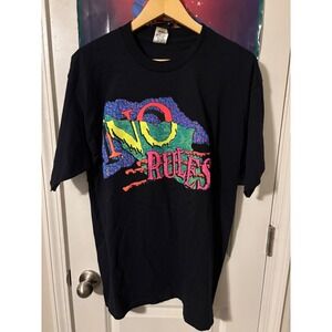 Archaic Mens XL Black NO RULES Graphic T Shirt Cotton Made USA 90s